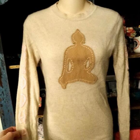 NVLA 100% CASHMERE BUDDHA SWEATER Y2K YOGA - Picture 1 of 8